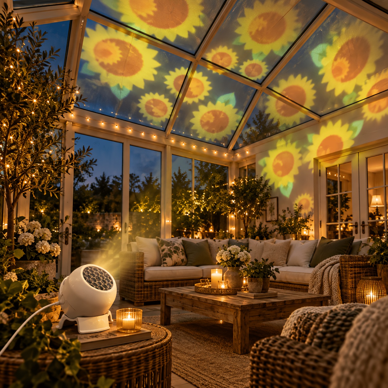 TEMU Luce a a Tema , Alimentazione USB, Rotazione Gradi, Girasoli in Riempiono l'Intera , un' . Adatta per Decorazioni Domestiche, Appuntamenti di ,