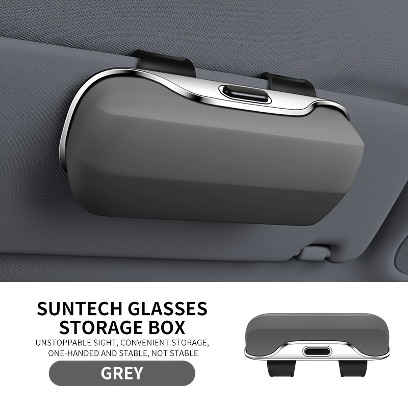 TEMU 1 Hand Operated Car Sun Visor Glasses Holder, Clip-on Sunglasses Storage Box Anti-scratch Auto Interior Accessory