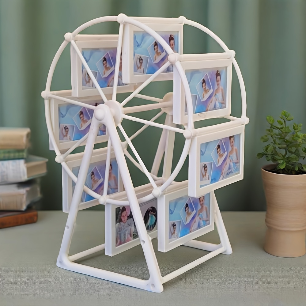 vintage rotating   wheel photo frame 8pcs of 4 inch frames exquisite decor for living room bedroom and desk perfect gift for valentines day birthdays and christmas frame material abs plastic Product details 3