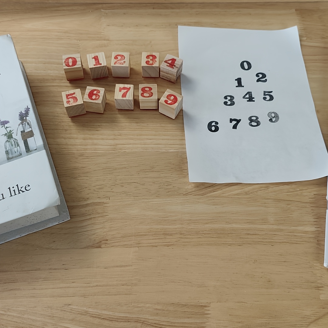TEMU 10 pièces Ensemble de Tampons en Bois, Tampons Numériques de Base, Tampons pour Journal en Bois