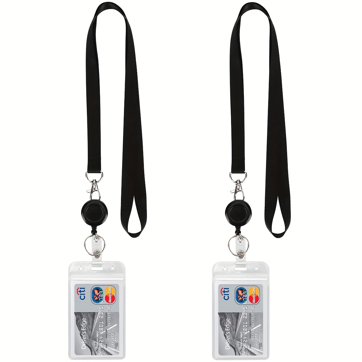 

2pcs Black Retractable Badge Reel With Clip - Waterproof Id Holder, Vertical Zipper Design For Use