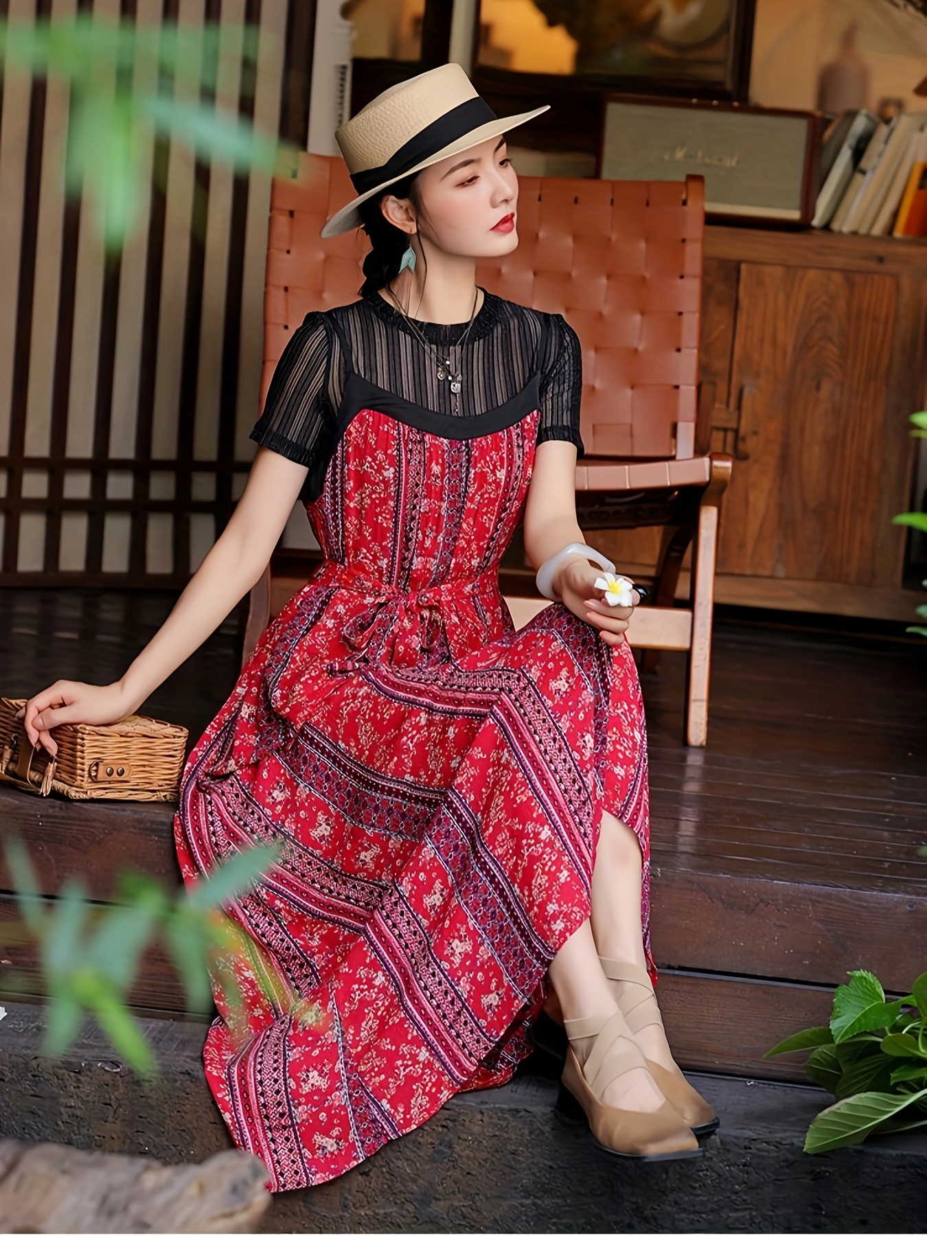 slim fit dress slacks Hatch Collection The Samantha Off-The-Shoulder Jacquard Mini Dress in Black