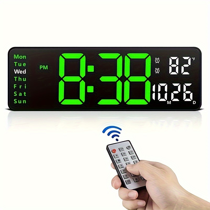 

Sleek 13-inch Led Digital Wall Clock: Dual Alarm, Temperature, Date, Auto-, With Remote Control & Usb Power