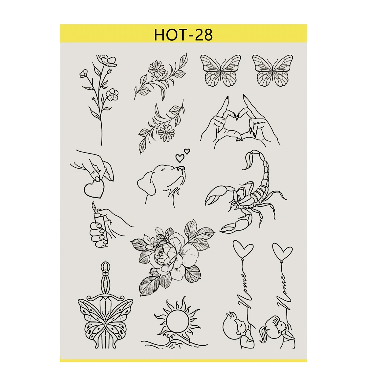 Pre-drawn Tattoo Designs, Tattoo Patterns, Tattoo Transfer Paper, Including Insect, Bird, , And Floral Patterns
