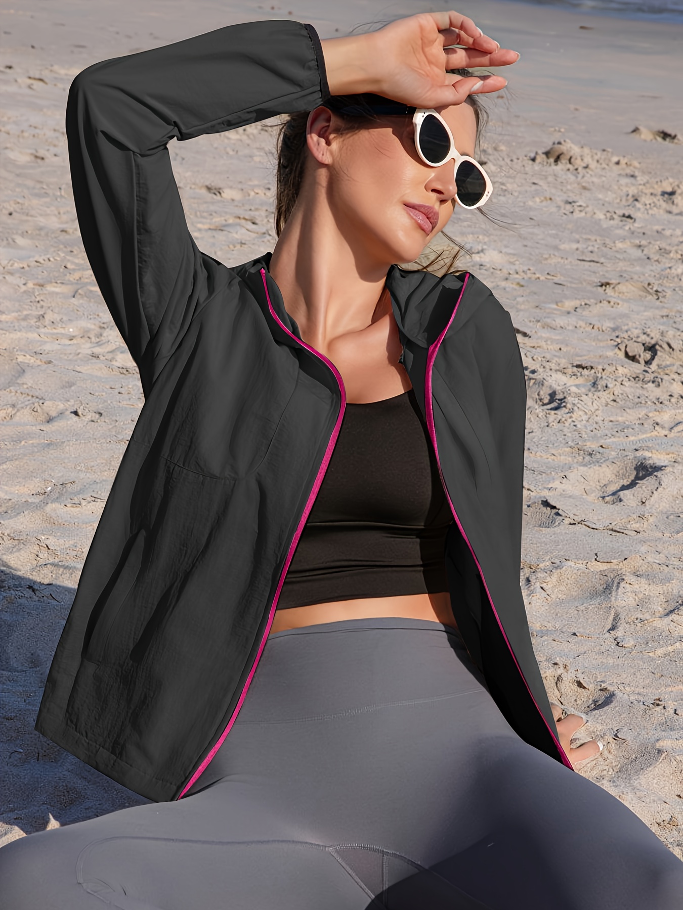 leichte damen outdoor jacke kapuze – lockerer schnitt Temu Germany