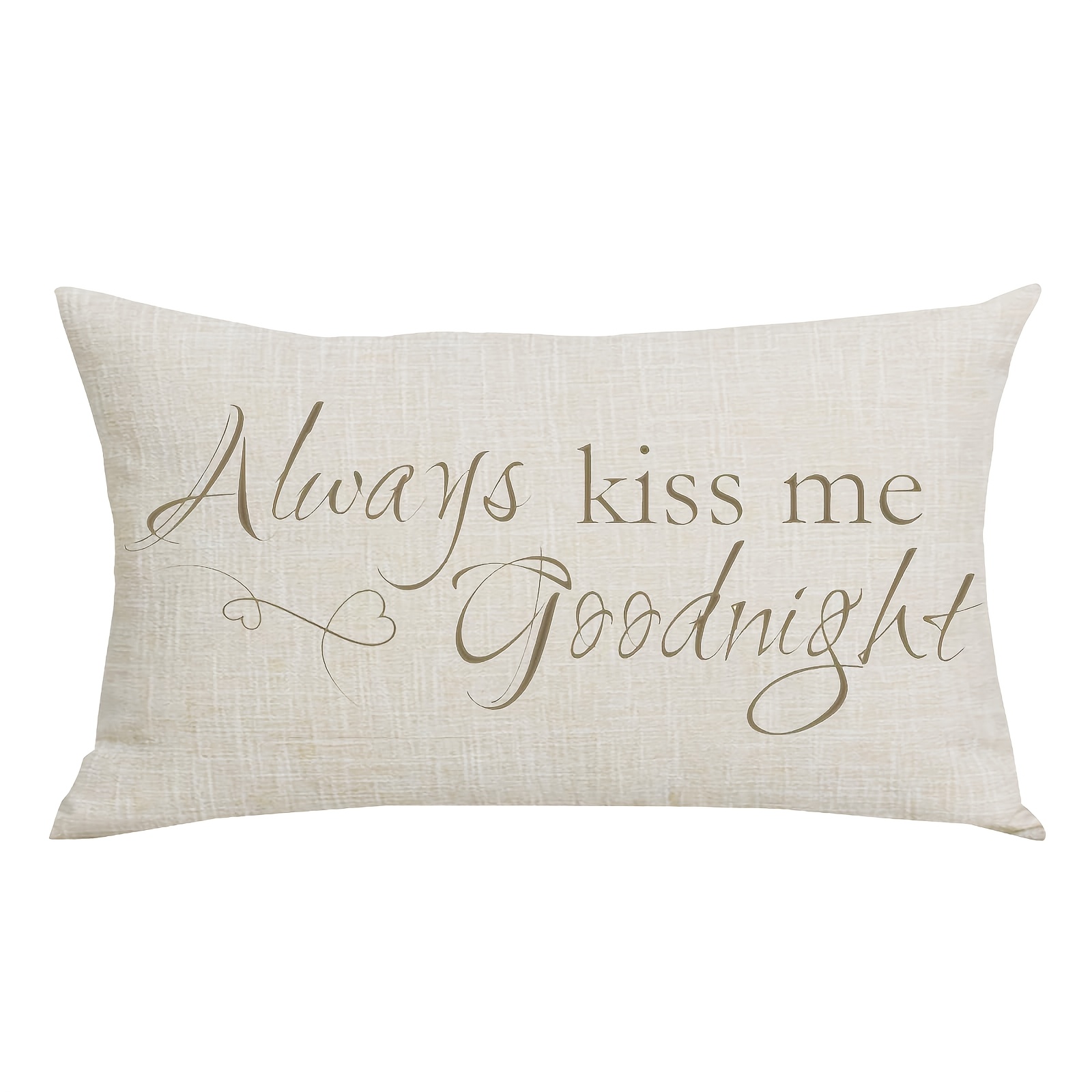 TEMU 1pc Brown Word Art Kiss Me Goodnight Lover Valentine's Day Home Sofa Chair Bed Decoration Lumbar Pillowcase Decorative Throw Pillow Cover Case