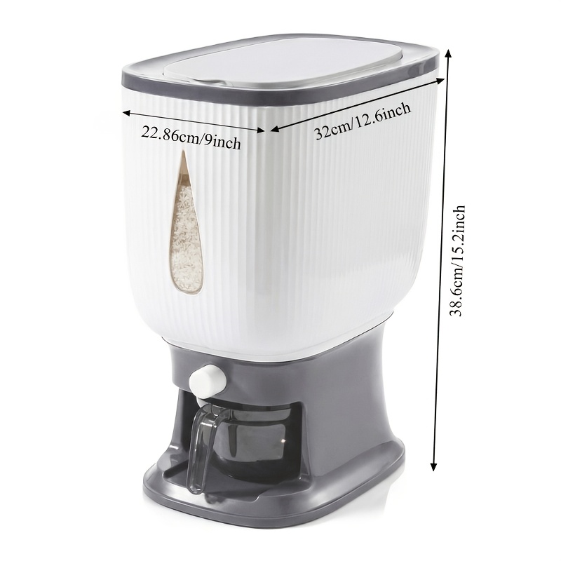 TEMU Rice Dispenser, 22lb Large Capacity Rice Storage Container With Measuring Cup & Date Marker, Rice Bucket For Kitchen Pantry Organization, Grain
