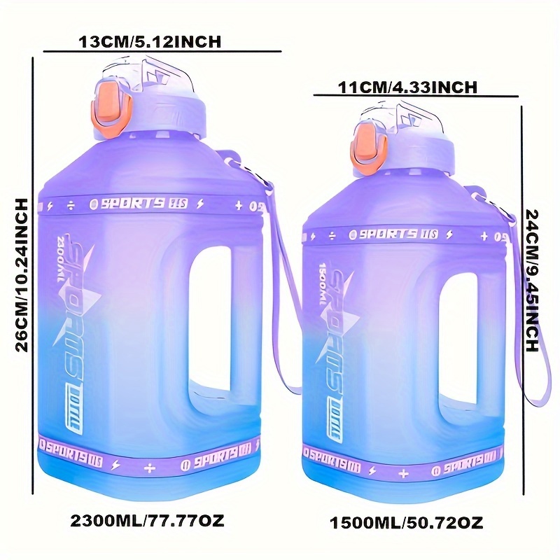 1 pack 1 5l 2 3l gradient   bottle with   push button lockable lid portable   scratch resistant bpa free pc material for gym travel ideal gift for valentines thanksgiving christmas new year details 8