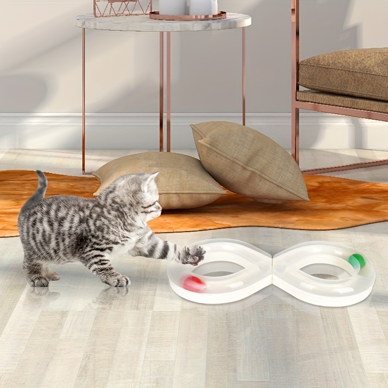 Tourniquet interactif pour chat - Jouet en plastique durable avec cibles mobiles - Accessoire de jeu stimulant et d'exercice pour chats et chatons d'intérieur - Toutes races - Sans piles