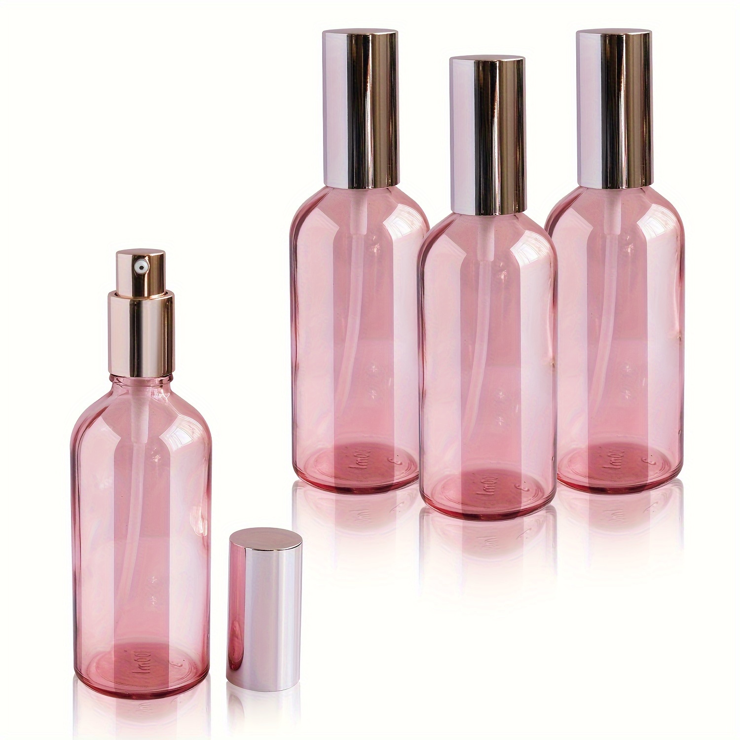 

4pcs, Pink Spray Bottle, 4oz Fine Mist Glass Spray Bottle, Little Refillable Liquid Containers For Watering Flowers Cleaning Perfume