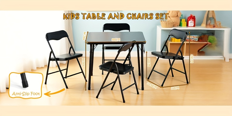 Colorful Folding Table with 24-Inch Width And 2/4 Sturdy Chairs - Vibrant, Space-Saving Design, Perfect for Family Playtime, Creative Activities, And Learning - Ideal for Fun And Creative Spaces ( 3pcs Or 5pcs)