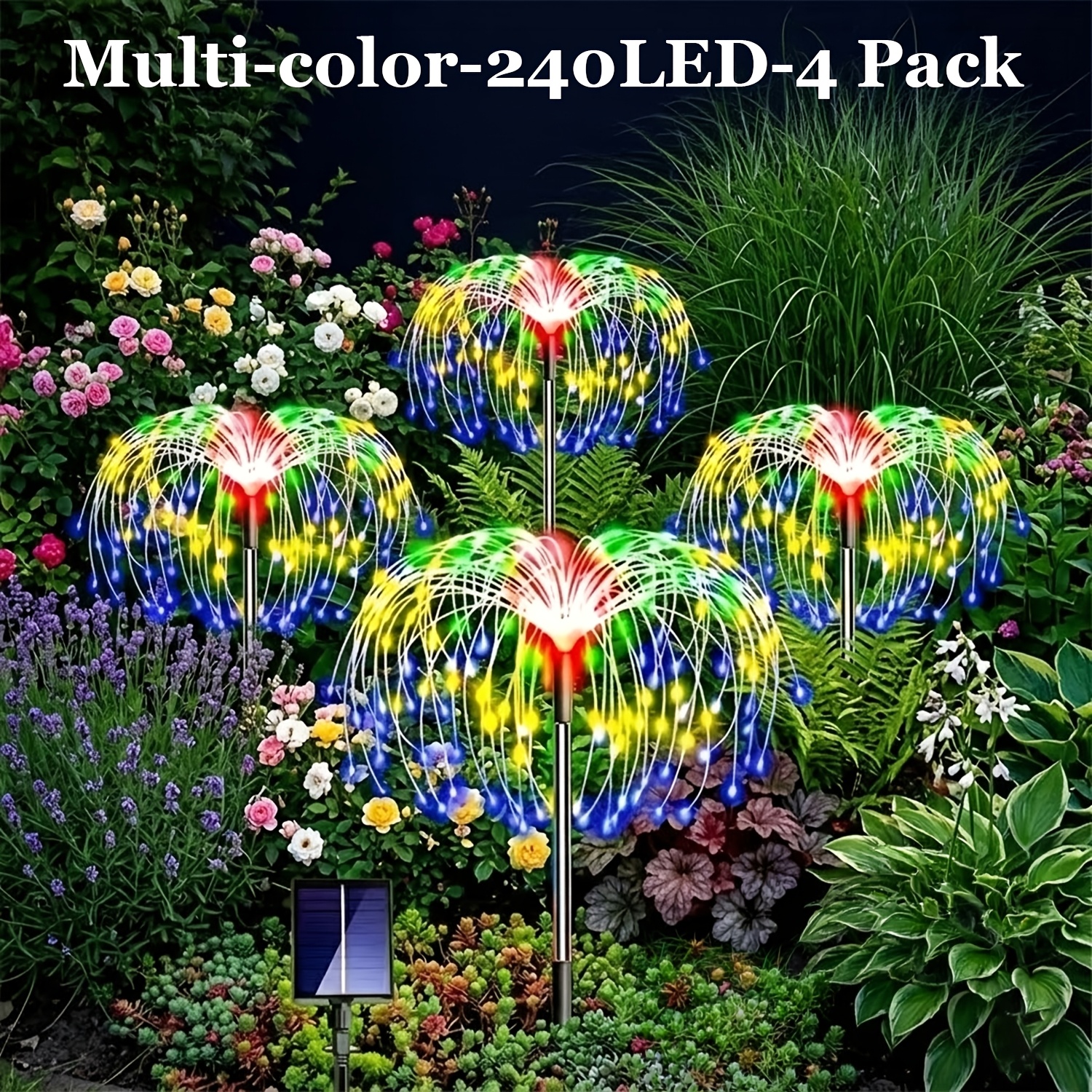 TEMU 6pack 480led 4pack320/240led 1pack60led Garden Decor Outdoor Lights, Solar Garden Lights For Christmas Outside Fairy Firework Decorative, 8modes
