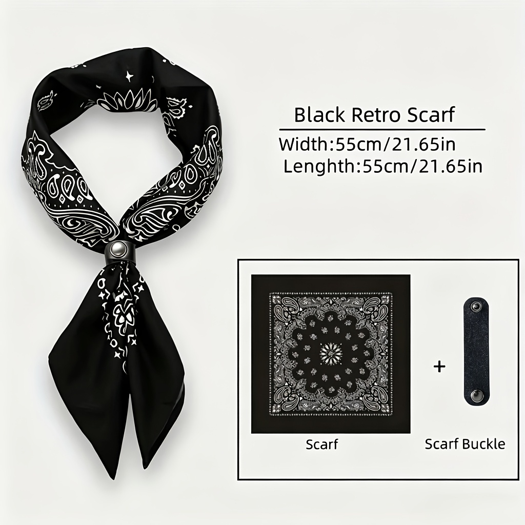 TEMU Flower Bandana con Hebilla de Bufanda Cuadrada, Sin Necesidad de , Pañuelo de , Moda Individual Vintage Hip Hop Tendencia, Bufanda de Moda,
