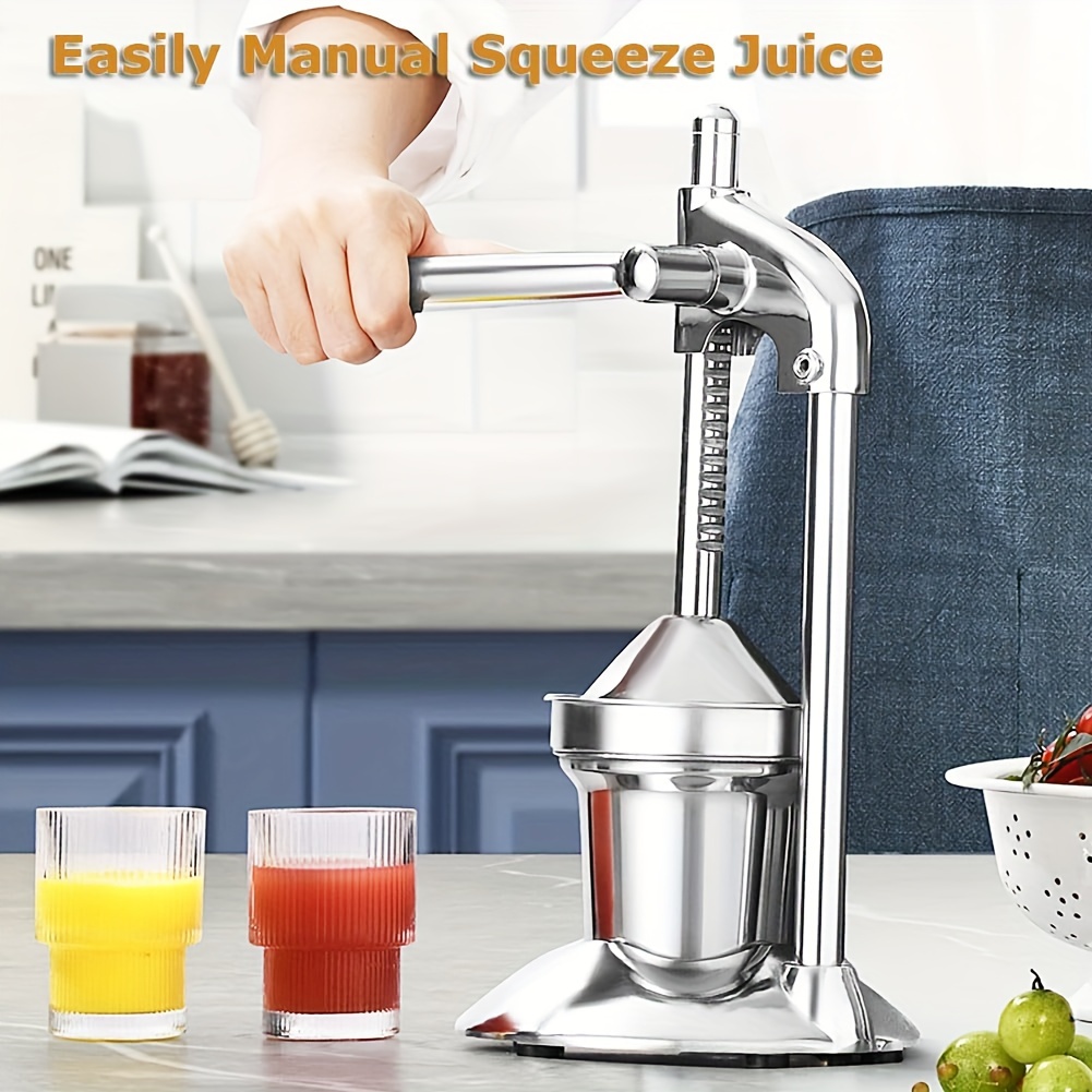 TEMU Stainless Steel Manual Citrus Juicer With Cup, Suitable For Oranges And Lemons, For Both Commercial And Home Use (silvery)