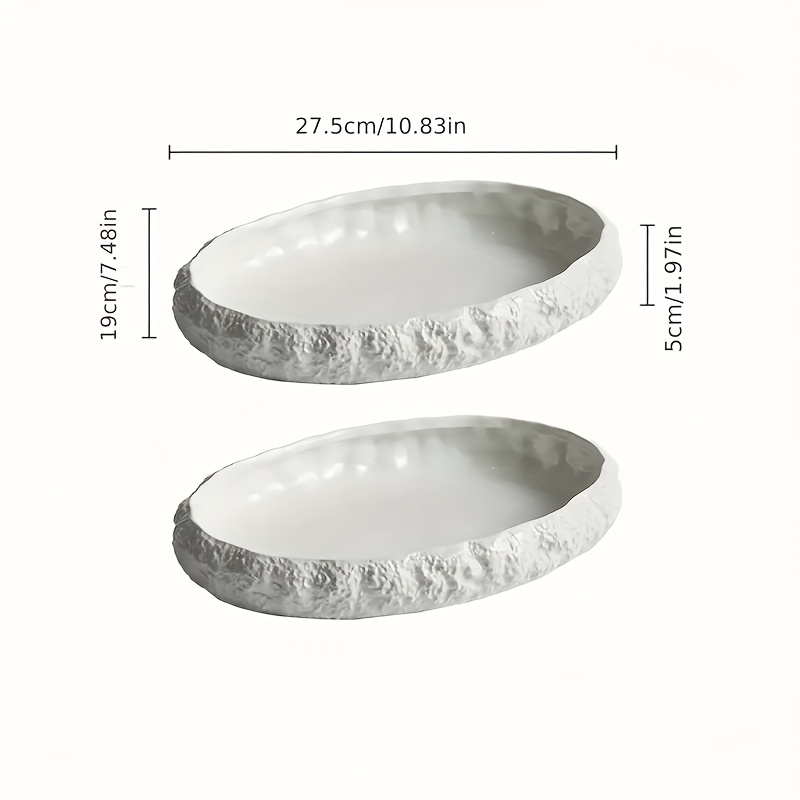 2pcs Set Of Large Ceramic Fish Plates With Rock Pattern - Perfect For Steaming Fish, Lobster And Seafood - Elegant Tableware For Fine Dining Restaurants And Home Use