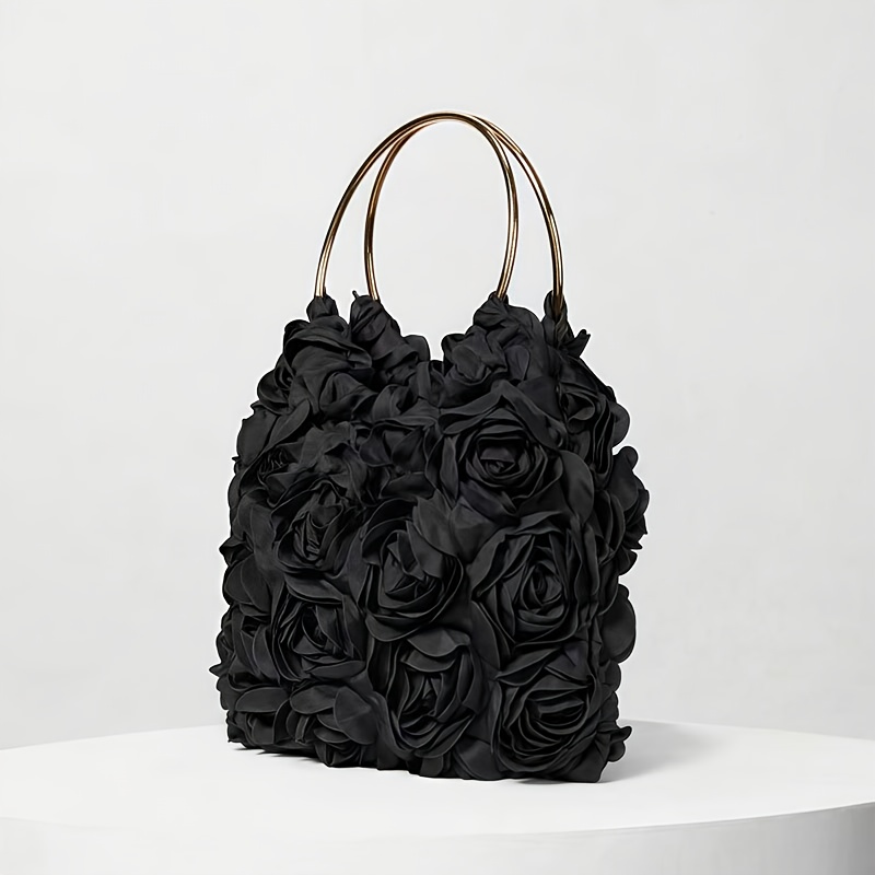 TEMU Elegant Rose Flower Embellished Women's Bag, Women's Party Bag, Holiday Party Travel, Suitable For Dinners, Parties, Dates, Weddings, Nights