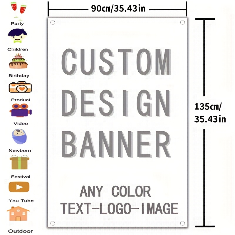 TEMU 1 Custom Vertical Flag - Personalized With Characters/logo/picture/pet Banner, Multiple Sizes , Suitable For Events, Business, Birthday