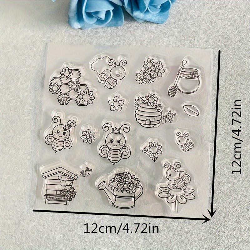 Adorable Bee & Honeycomb Clear Silicone Stamp For Diy Greeting Cards And Scrapbooking - Transparent, Pp Material