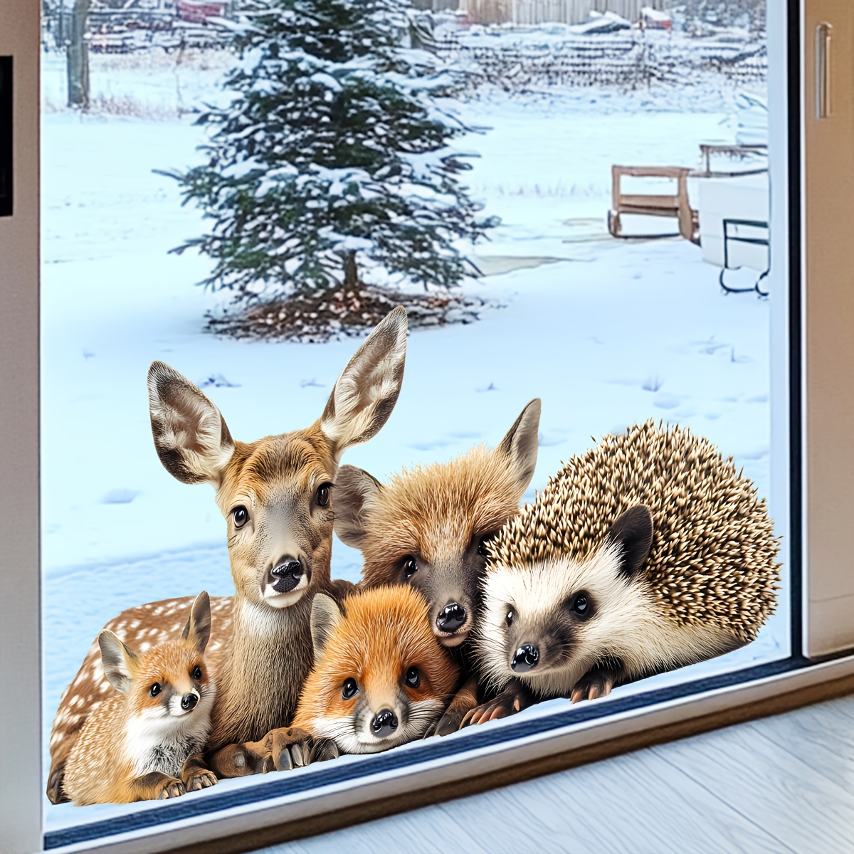 

1pc Realistic Animal Stickers - Fox, Hedgehog, Owl, , Deer - Removable Dual-sided Adhesive Decals For Walls, Glass, Mirrors, Doors, And Windows In Office, Stickers