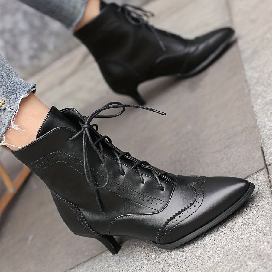 black lace up boots sold on Temu United States