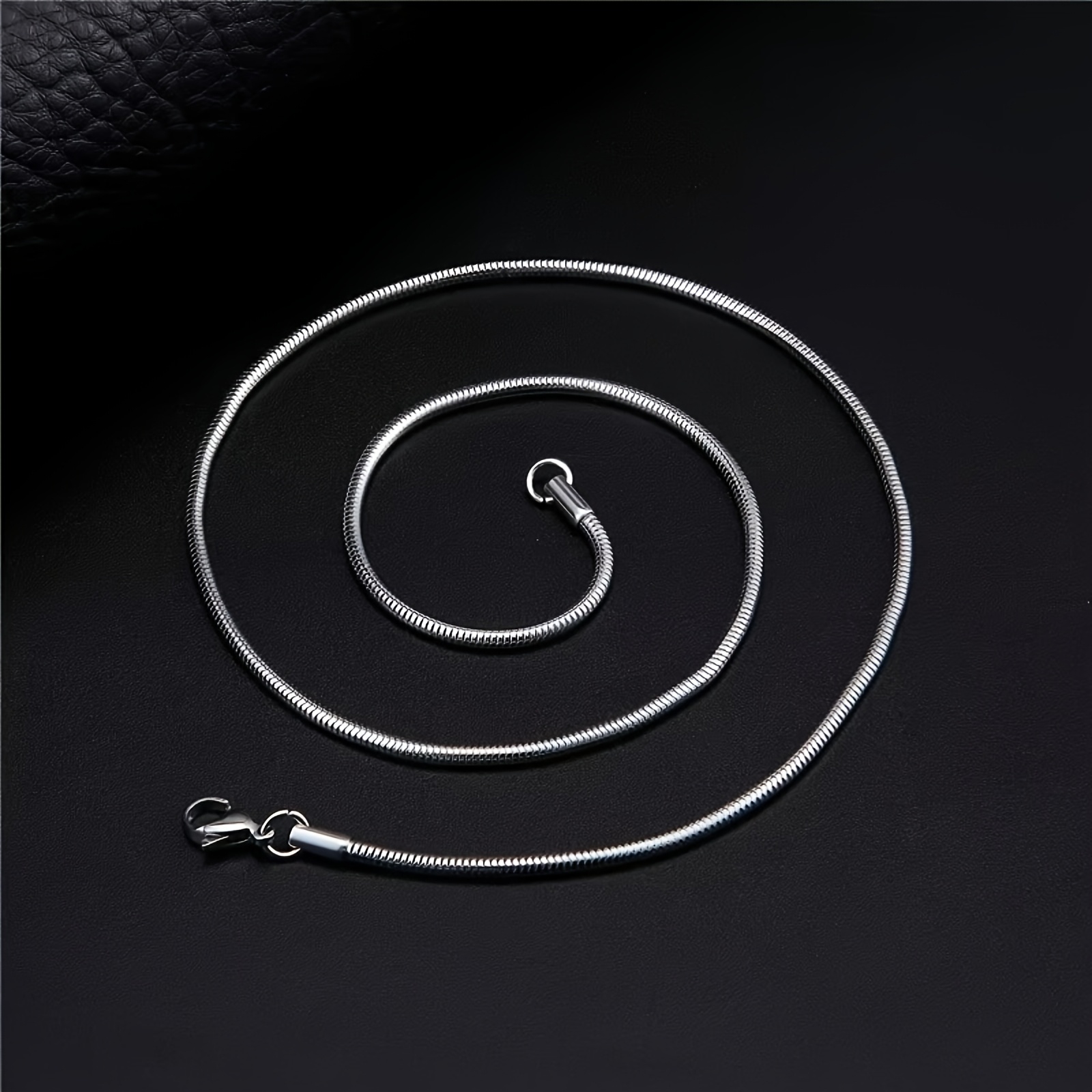 TEMU Cadena de hueso de serpiente hipoalergénica de acero inoxidable 316L | Cadena unisex para clavícula con diseño circular minimalista | Joyería