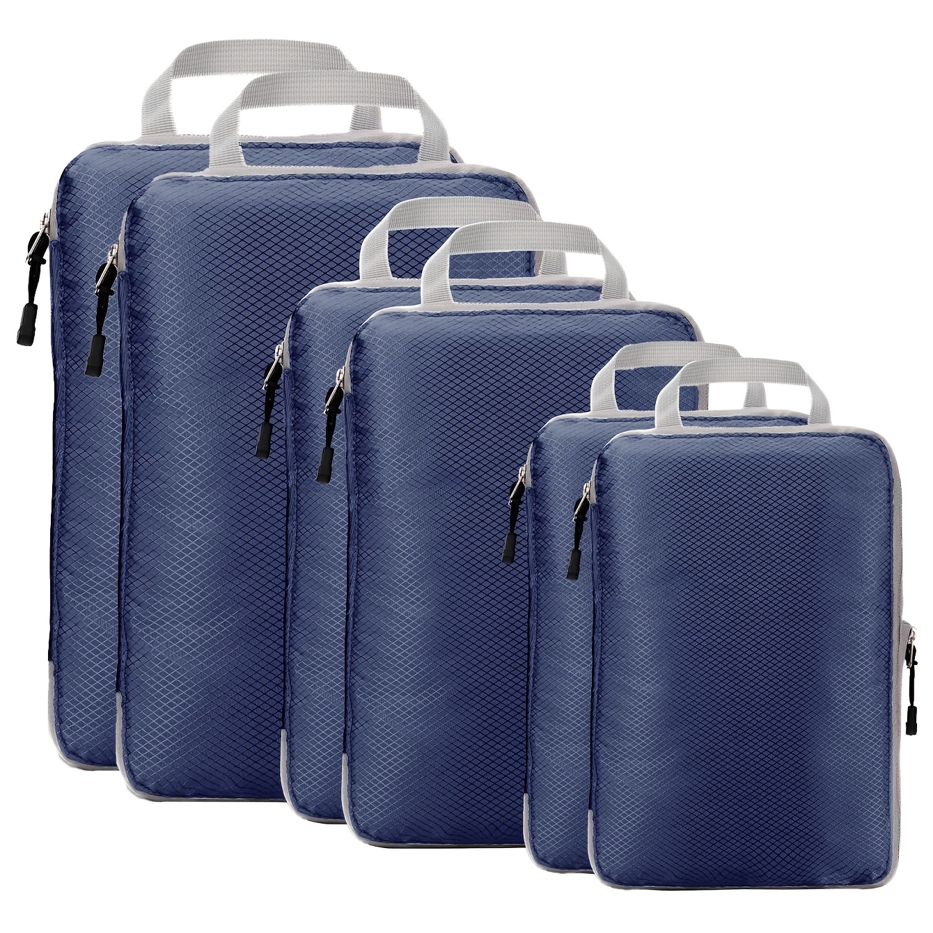 TEMU 6pcs Compression Storage Bags With Zipper Closure & Carry Handles - Durable Polyester Travel Organizers For Clothes, Toiletries, Accessories -