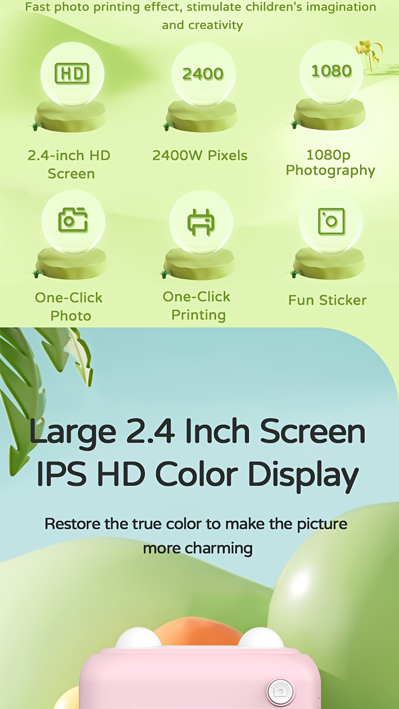 Kids Camera Instant Print, Selfie Digital Camera For Kids With Print Paper & Charging Cable, 2.5K Video & Instant Print Camera With Color Pens For DIY, Fun Gift For Girls Boys 3-12 Years Old (Cyan)