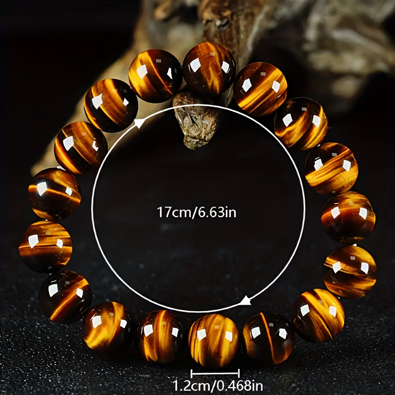 TEMU 1pc 12mm Natural Large Tiger Eye Bangle Bracelet For Men And Women, Tiger Eye Stone Bracelet For Men And Women, Jewelry