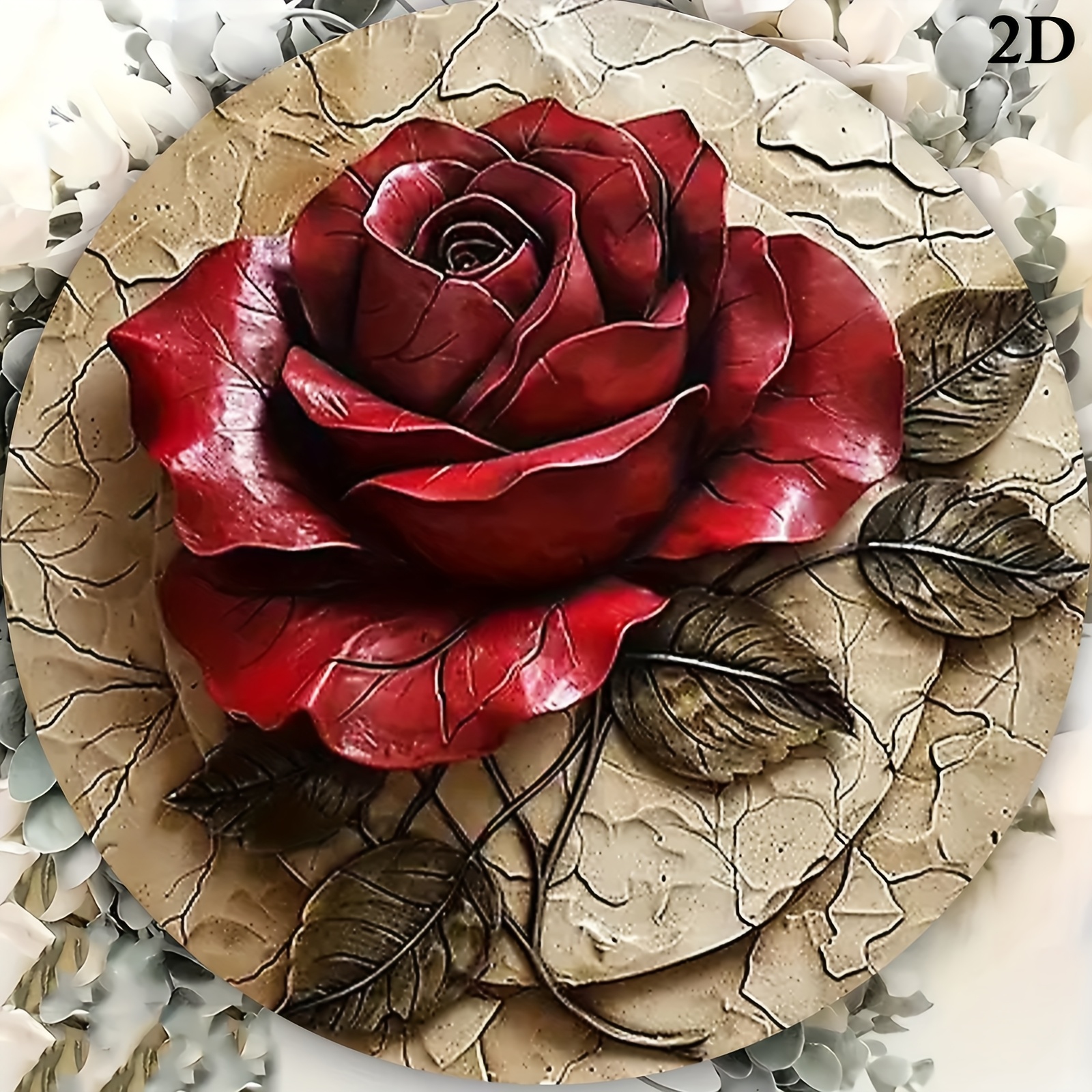 TEMU 2D Plat - [2D Plat] Plan 2D - 1pc Art Mural Métal - Impression de Plan 2D Rond de 20.32X20.32 Cm, Panneau en Aluminium Durable pour Maison,
