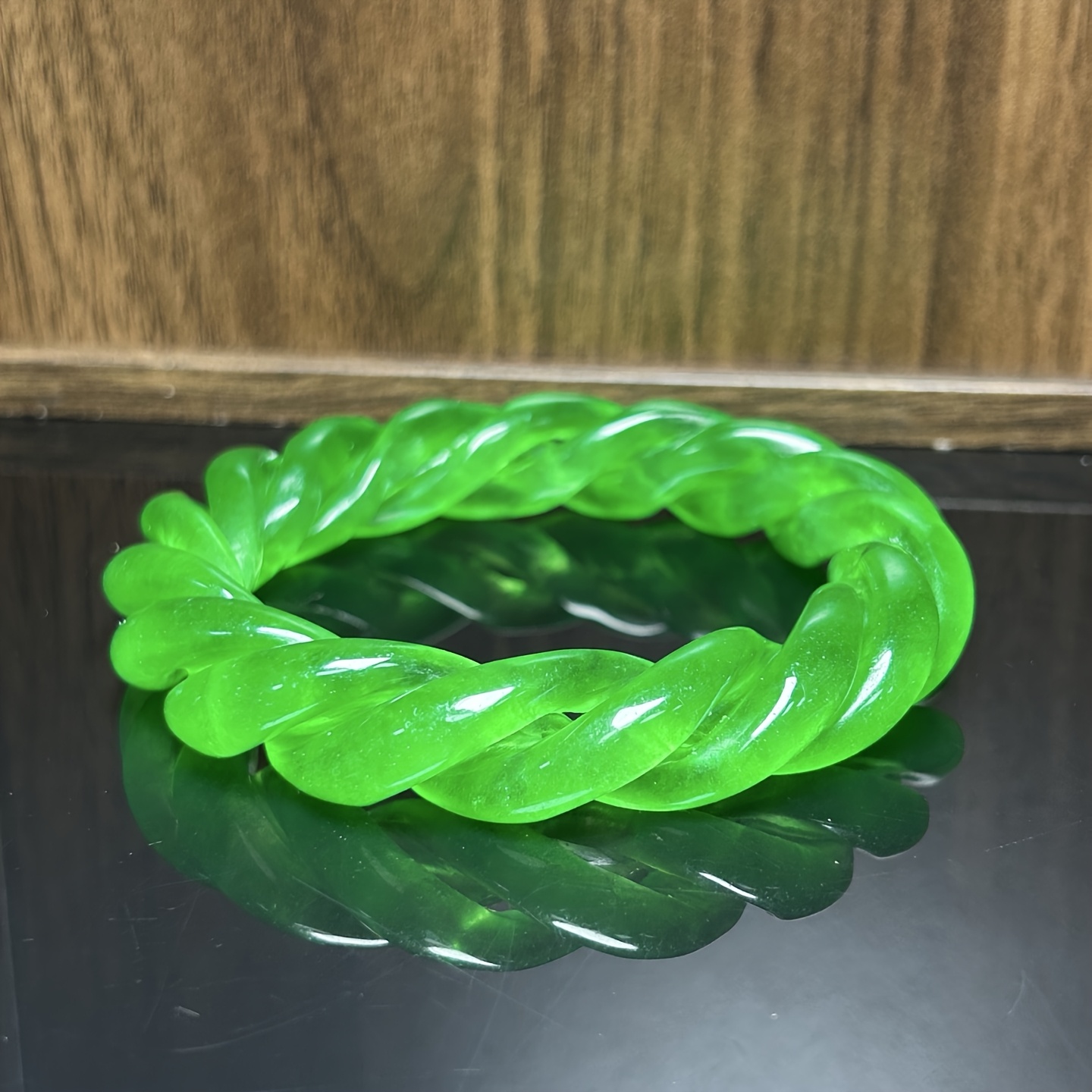 Retro Bright Green Twisted Braid Bracelet, Unisex Accessory