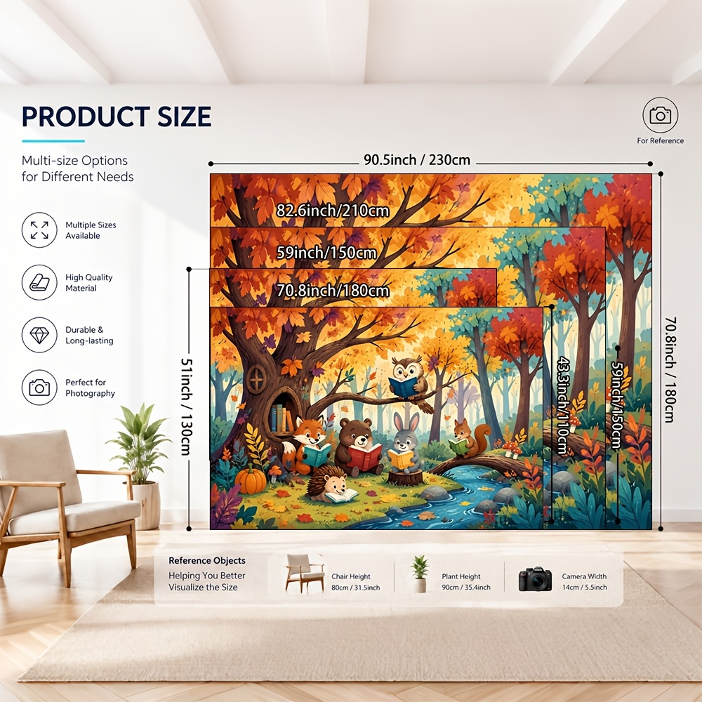 Photography Backdrop Tapestry with Autumn Forest Design