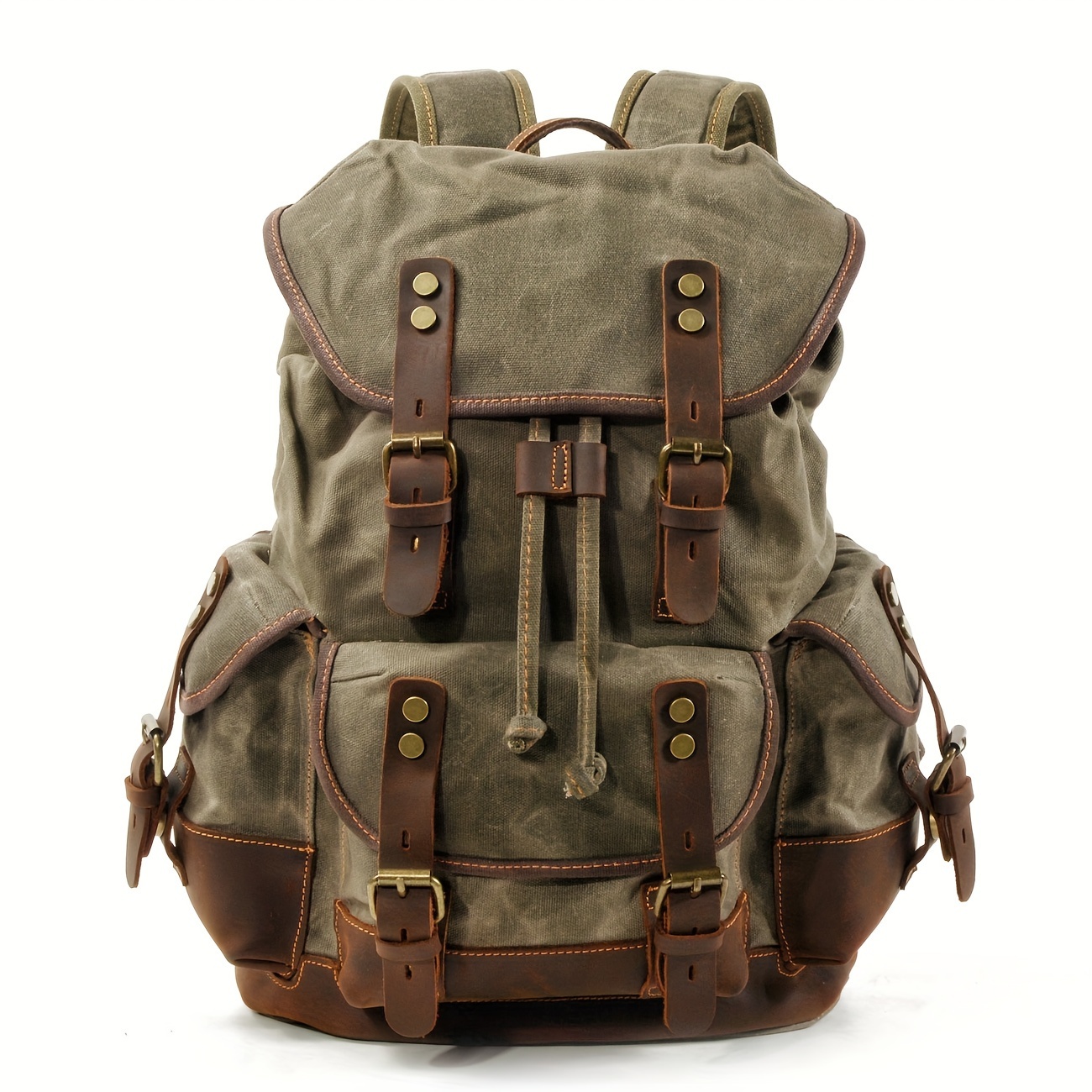 

Vintage Outdoor Canvas Backpack Casual Student School Bag Large Capacity Travel Backpack Canvas Leather Mountaineering Bag