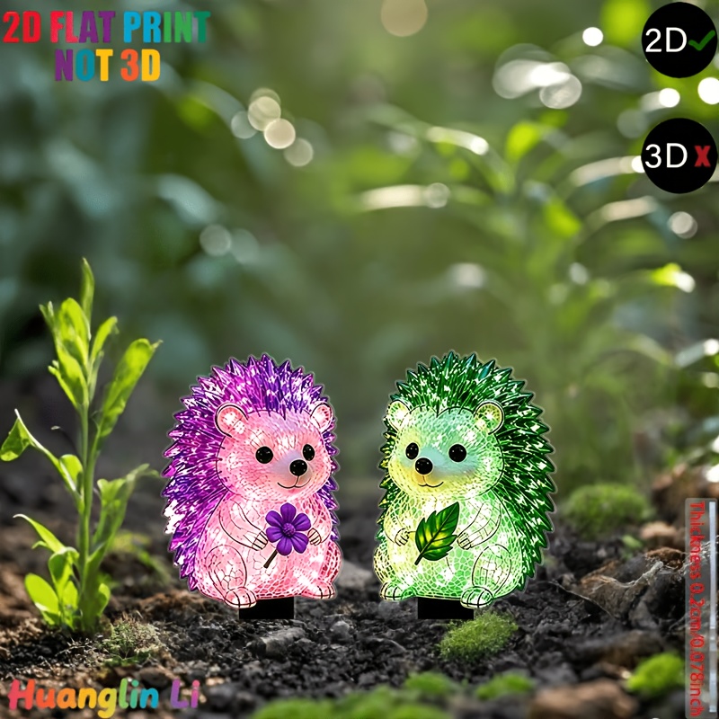 TEMU 2D ploché - 【2D ploché】 2D ploché - [2D ploché] 2D ploché 2 ks Záhony do zahrady ve tvaru ježka, není potřeba elektřina, lehká venkovní/vnitřní