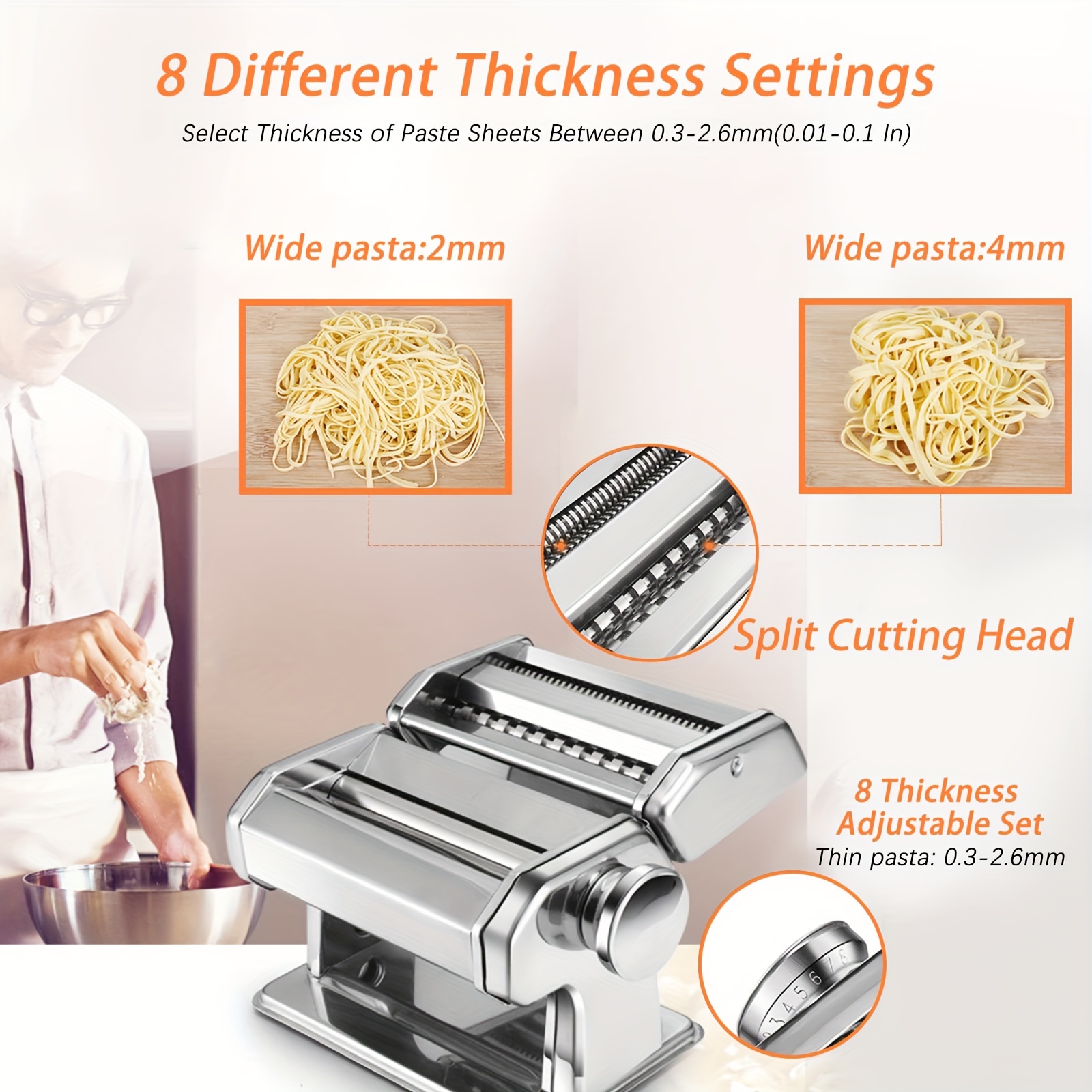 pasta manual noodle maker machine hand press machine 8 gear knob for thickness adjustment washable aluminum alloy roller cutter details 3