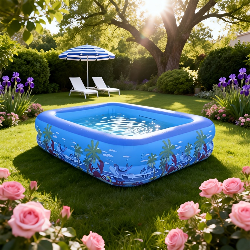 2-Layer Inflatable Swimming Pool for Backyards and Gardens