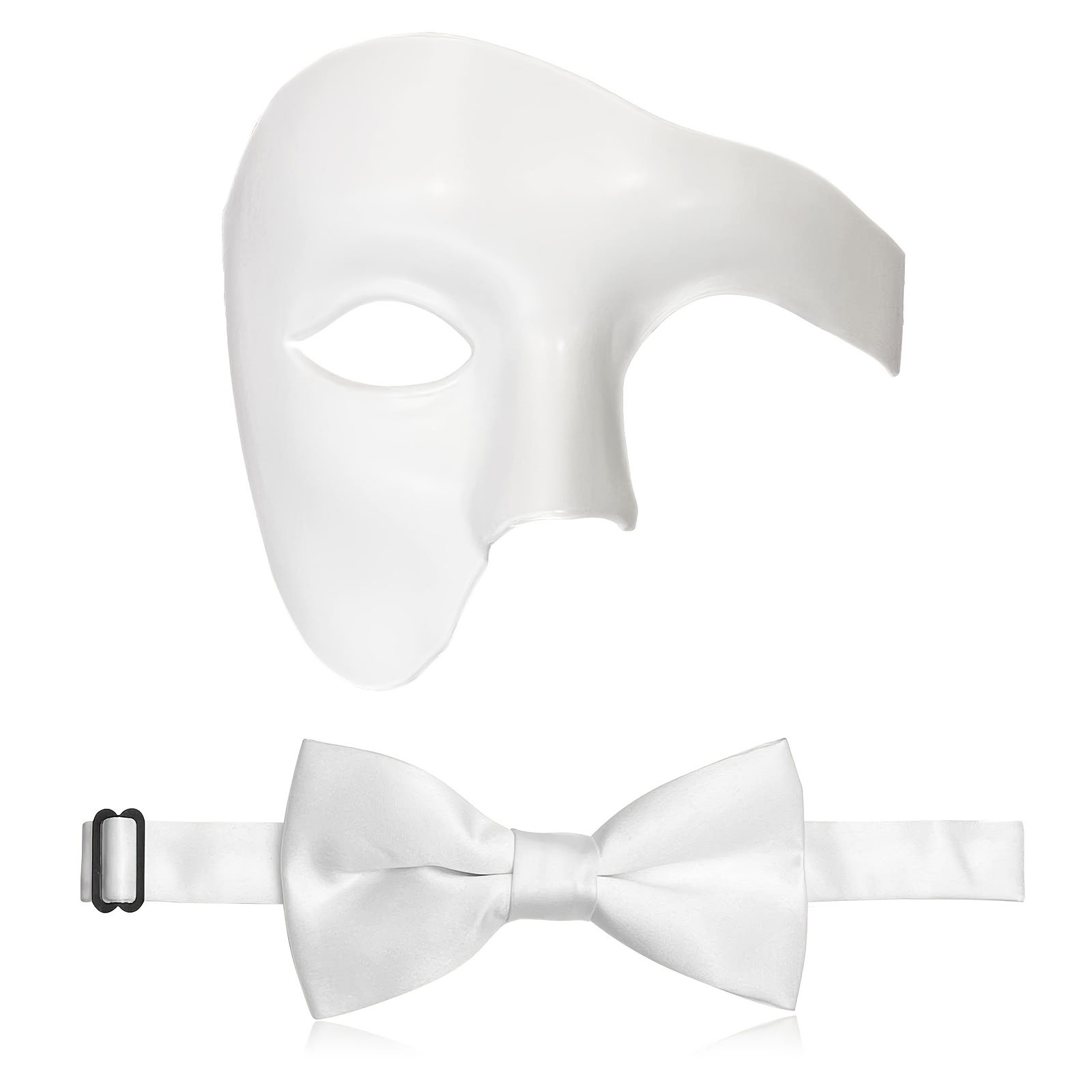 2pcs Masquerade Party Costume, Masquerade Mask For Men Of The Opera Half Face Mask With Bowtie, Prom Mardi Gras Halloween Venetian Masks
