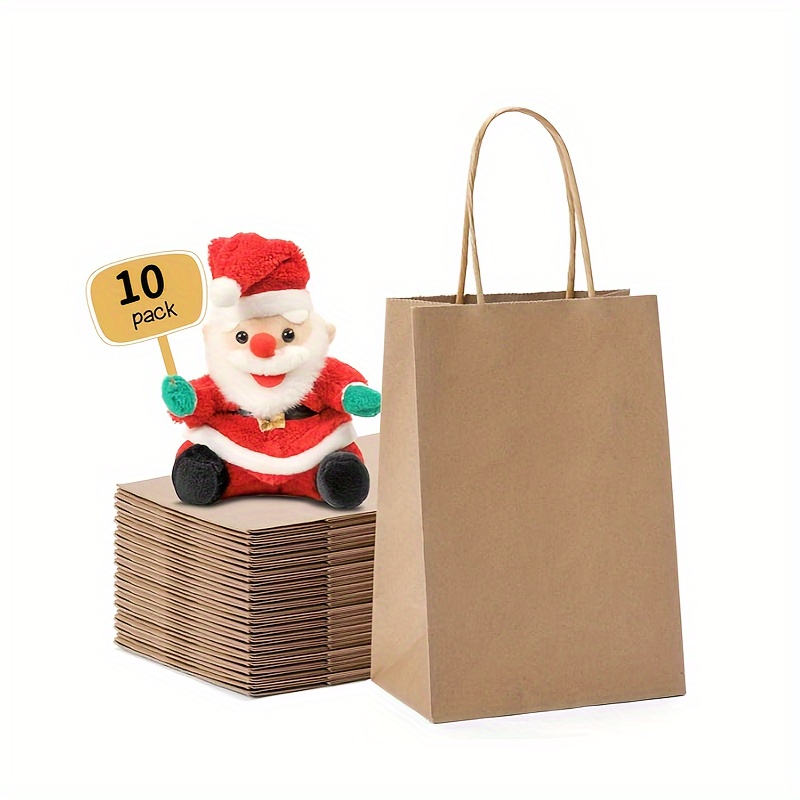 

chic Simplicity" 10-pack Brown Kraft Paper Gift Bags With Handles - 5.8"x3.2"x8.3" - Perfect For Christmas, Birthday Parties & Retail Shopping