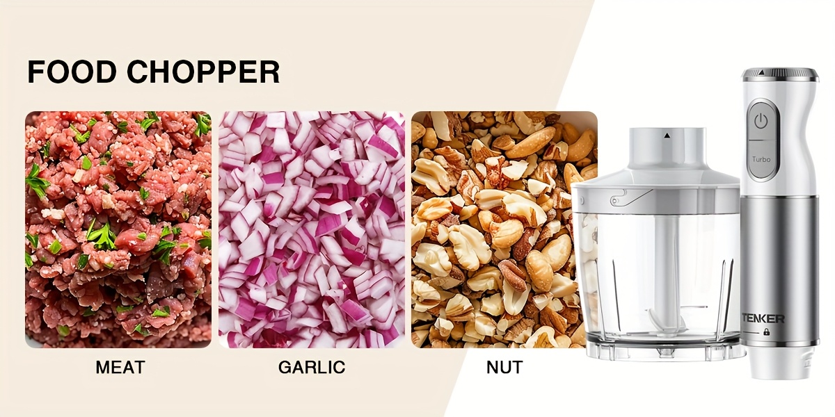5 in 1   blender for kitchen and home use idea gift 450w 30 speed hand blender with copper   600ml mixing beaker 500ml food processor whisk milk frother white Product details 3