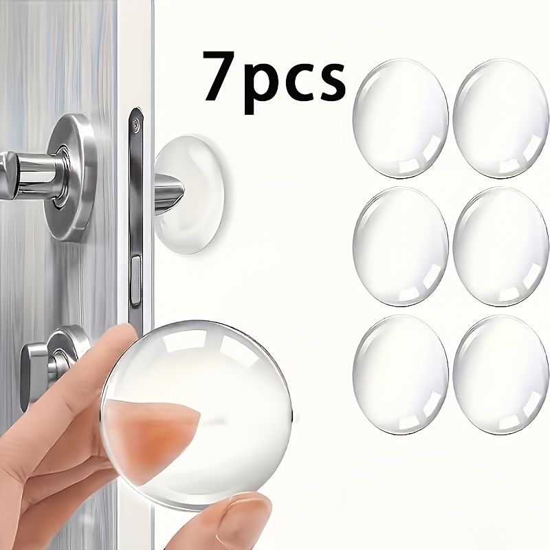 TEMU 7/2pcs Butée de porte anti-collision, Butée de porte transparente auto-adhésive à absorption des chocs, Protecteur de mur facile à installer,