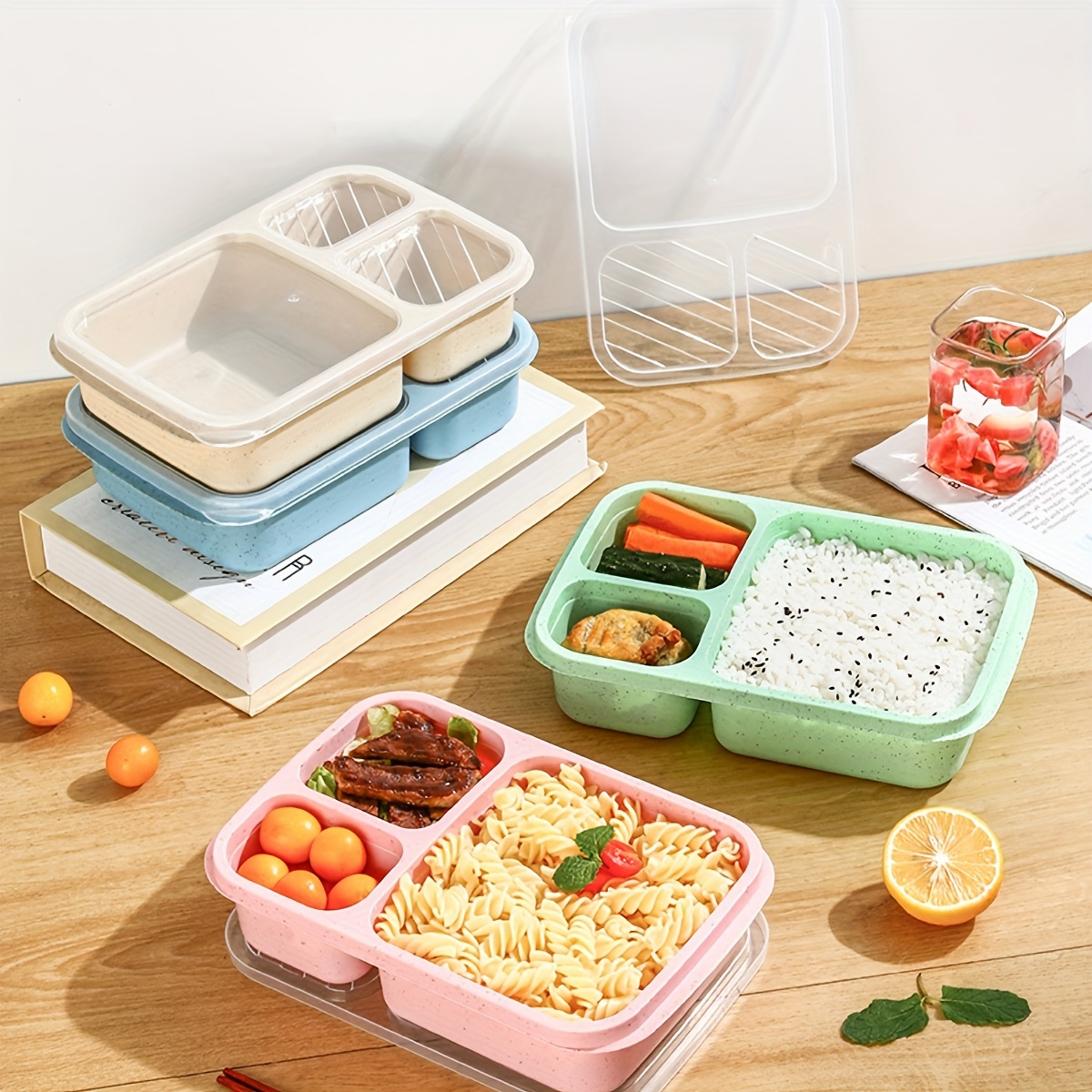 leak proof bento lunch box with compartments     outdoor meals   plastic easy to clean details 5