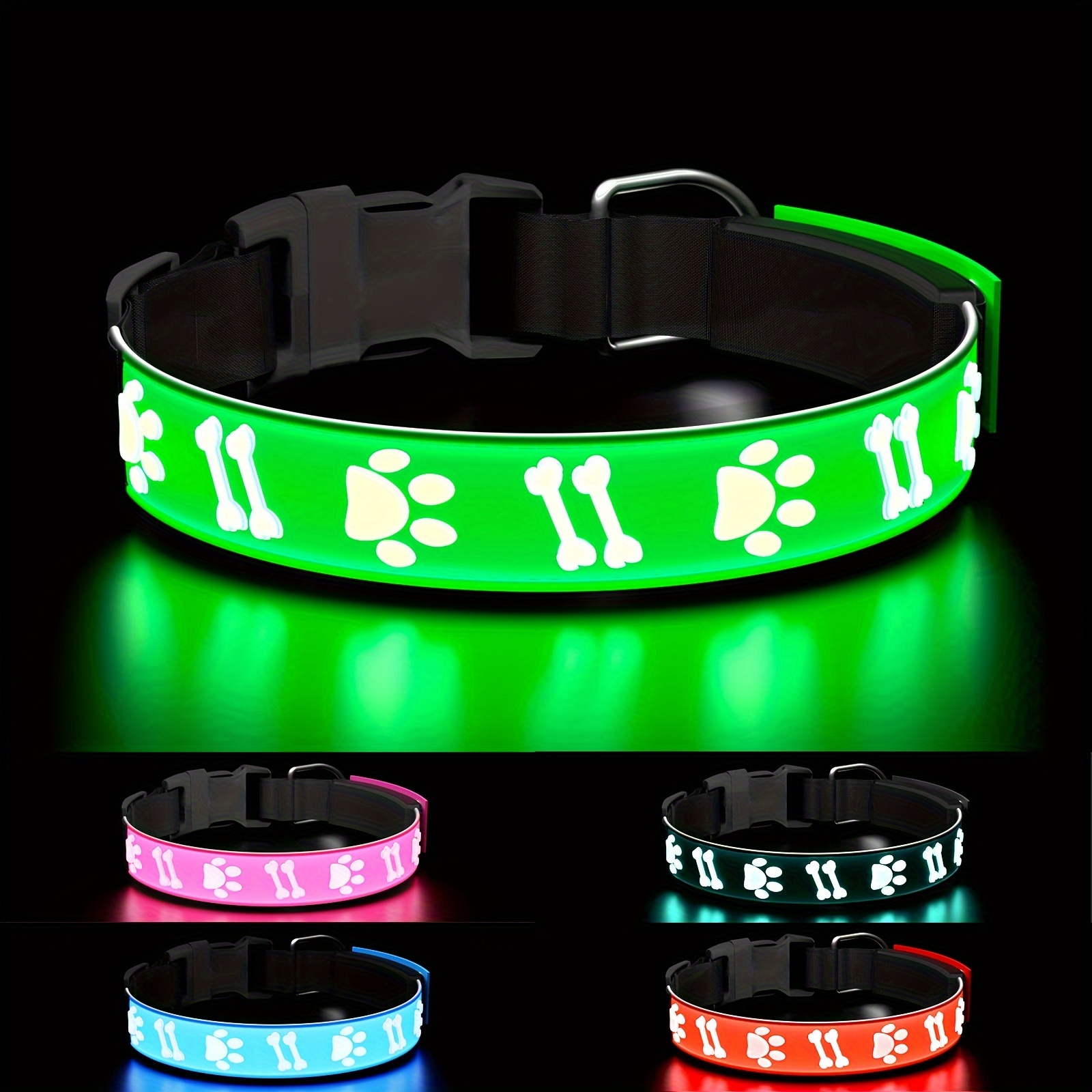 

Led Dog Collar, Light Up Dog Collar Adjustable Usb Rechargeable Glowing Collars For Dogs, Dog Led Collar Soft Material, Dog Light Up Collar With 15 And Cute 3d Patterns (green/blue/pink/red/black)