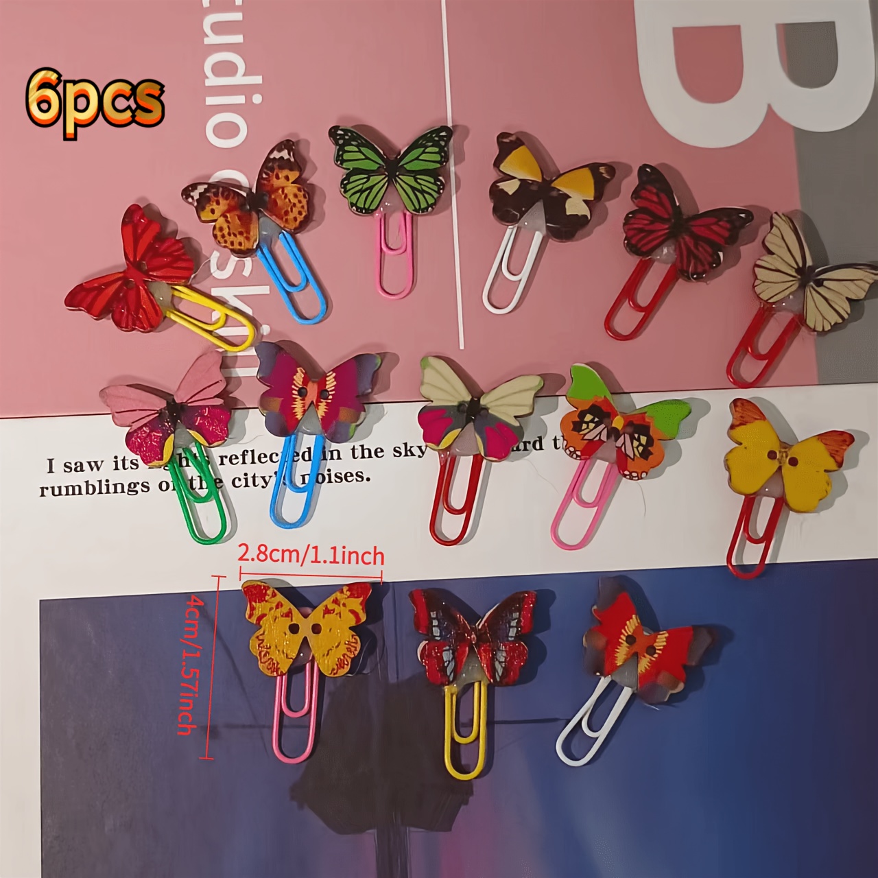 TEMU 6 pezzi di fermagli di carta colorati a forma di - Adatti per documenti, biglietti, segnalibri | Forniture per ufficio decorative e pratiche,