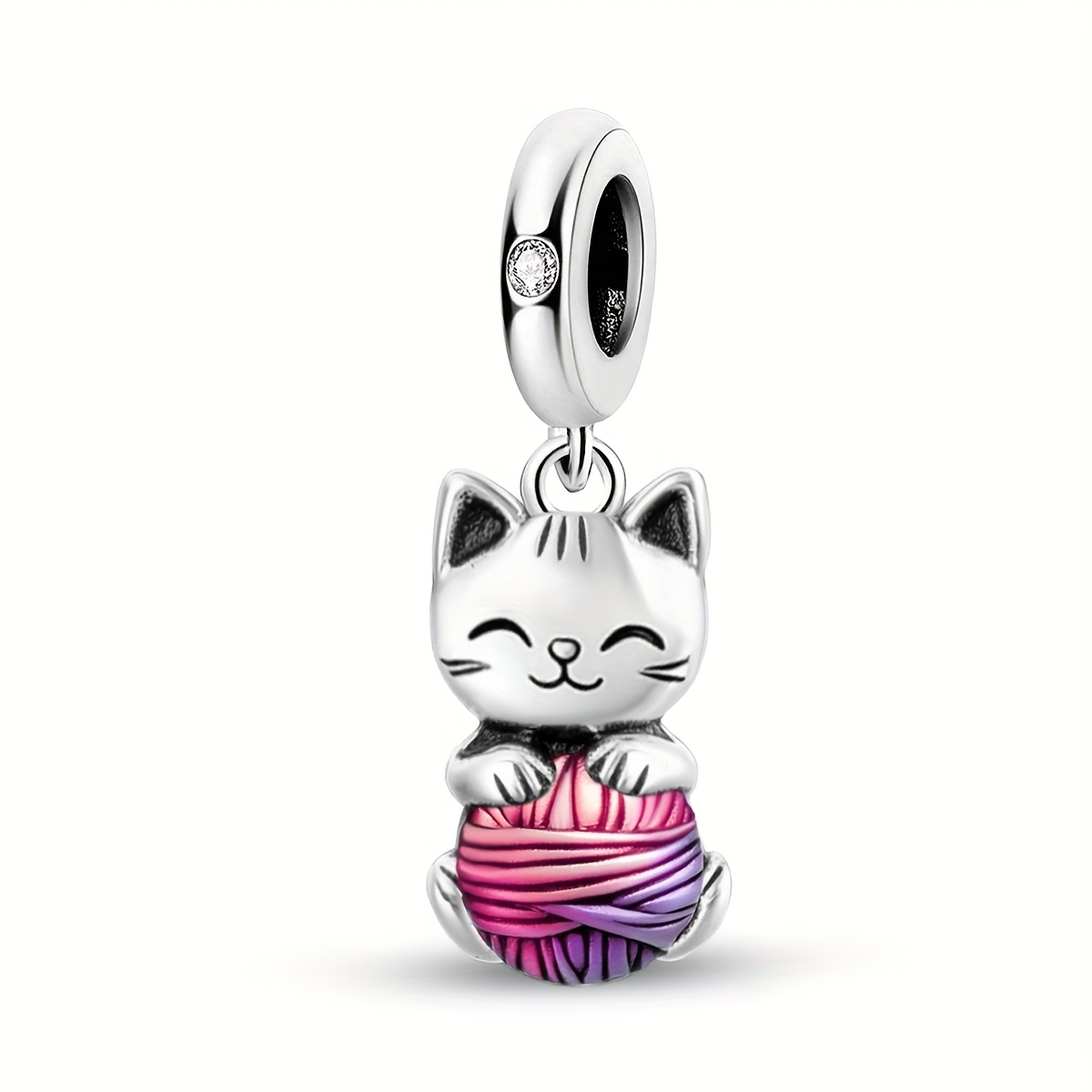 E-shop Katzenanhänger, 925er Silberplattiertes Anhänger Passend für Armband Armreif Halskette, Schmuckherstellung Zusätze Valentinstag
