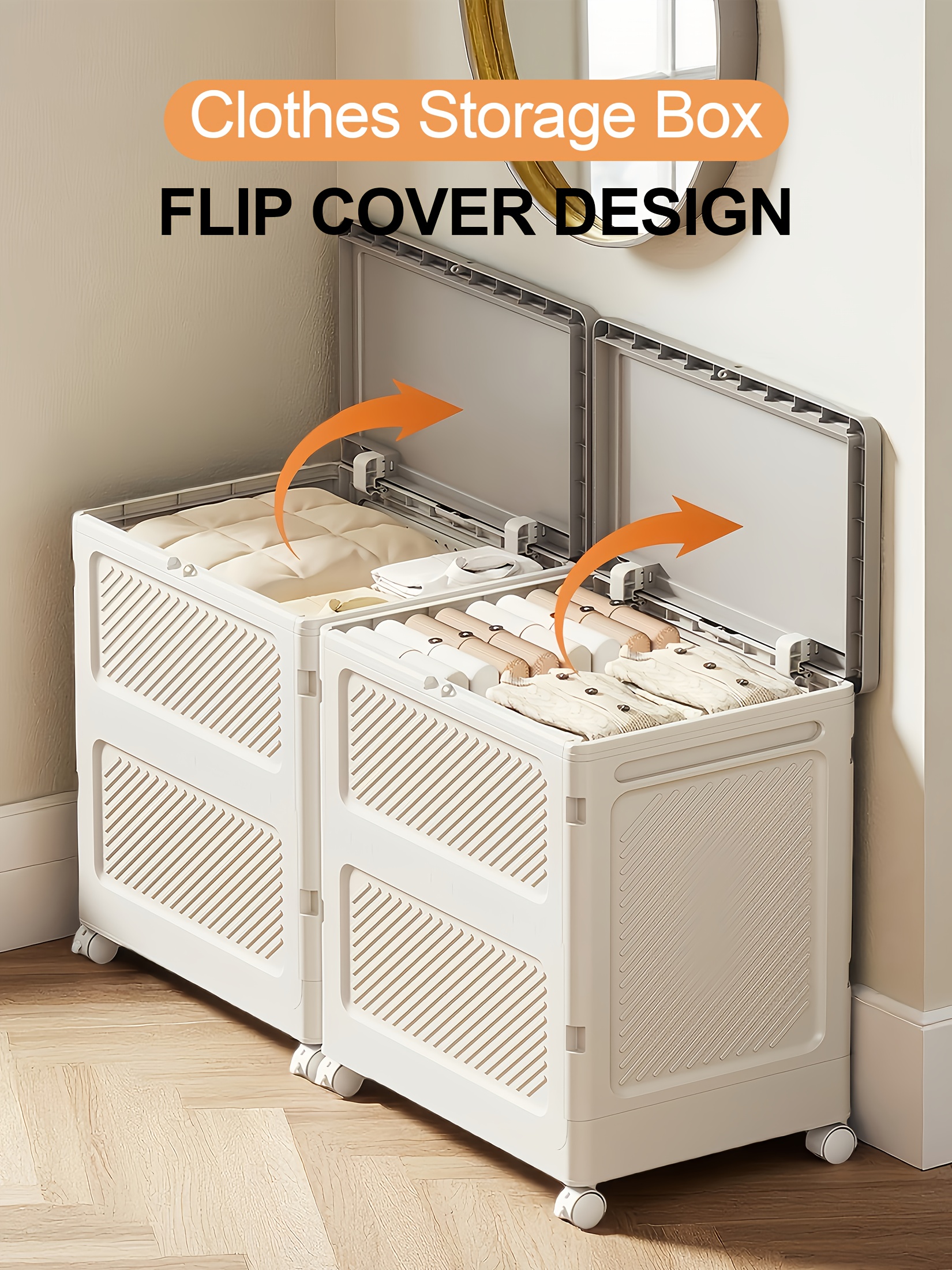 Large Capacity Waterproof And Dustproof Storage Box with Wheels, Multi Purpose Home Storage And Organization Solution Suitable for Bedroom, Living Room, Bathroom And Kitchen 12 Large Capacity Waterproof And Dustproof Storage Box with Wheels, Multi Purpose Home Storage And Organization Solution Suitable for Bedroom, Living Room, Bathroom And Kitchen