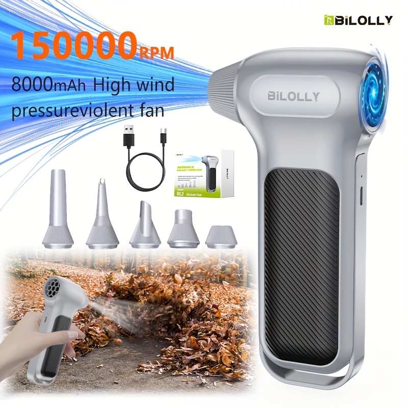 TEMU Compressed Air Duster - Cordless Handheld 100000/130000/150000 Rpm High Power Blower, Portable Turbine Blower, Mini Turbine Jet, Violent Fan,