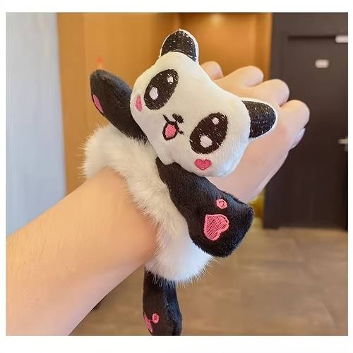 adorable and doll hair tie cute headband non damaging hair accessory for ponytails cartoon plush panda hair clip