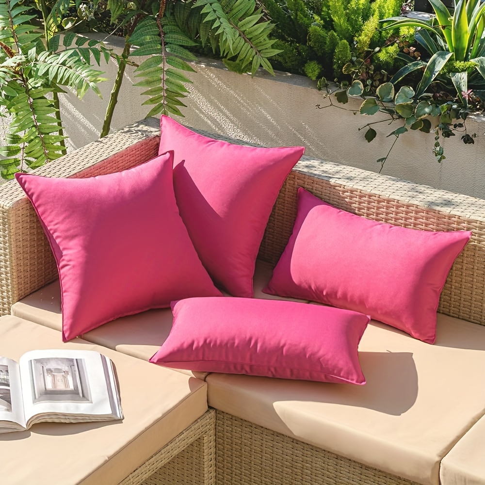 

2-piece Pink Waterproof Throw Pillow Covers, 18x18 Inch - Contemporary Style With Zipper Closure For Outdoor & Indoor Decor Outdoor Pillow Covers Waterproof Outdoor Pillows Waterproof