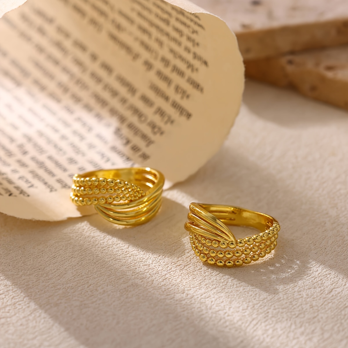 Women's Multi-Layered Interwoven Punk Style Wide-Faced Ring