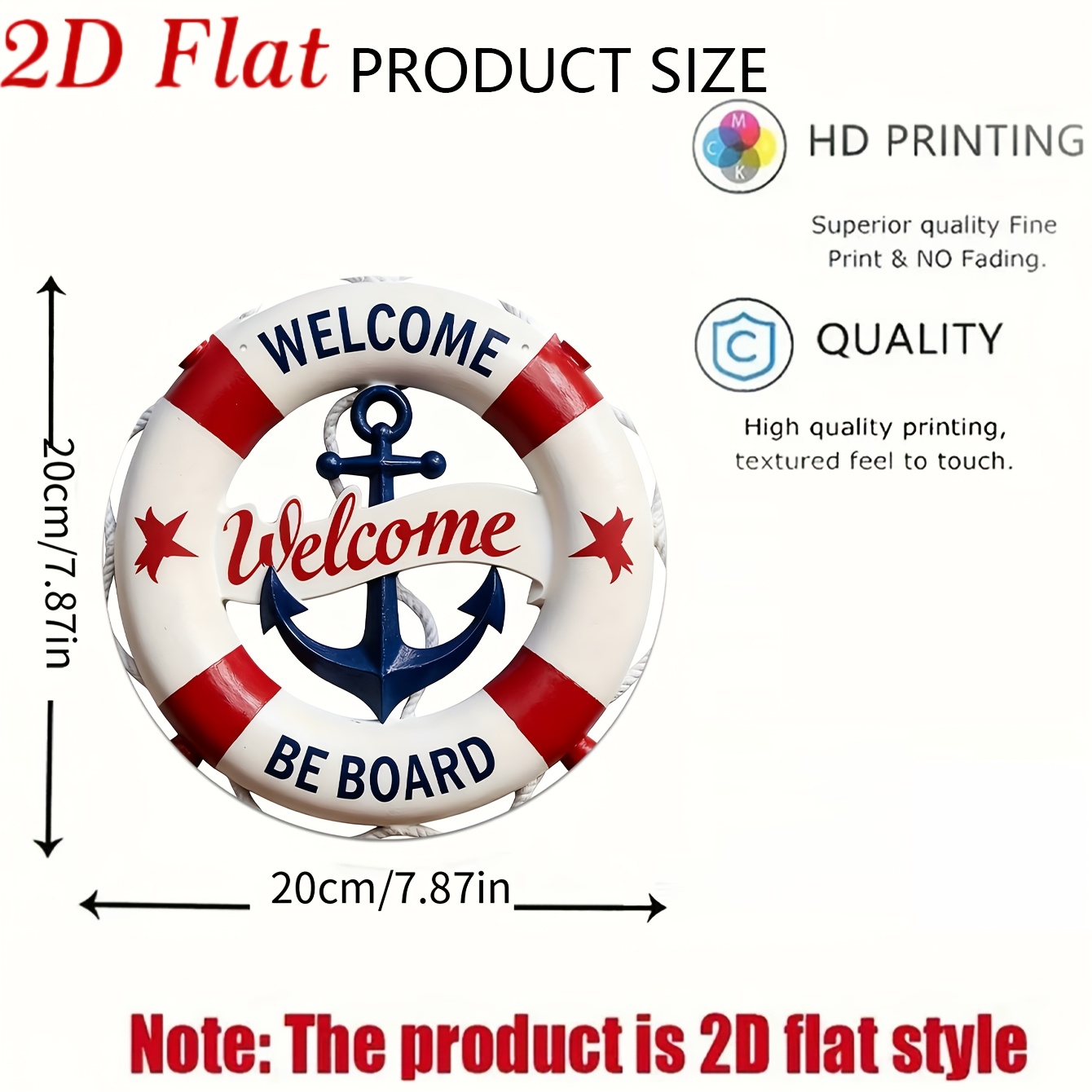 E-shop 2D Flache Holz-Wanddekoration, " Welcome" mit prominentem schwarzen Seehund als Symbol für Stabilität und Sicherheit – Rote und weiße