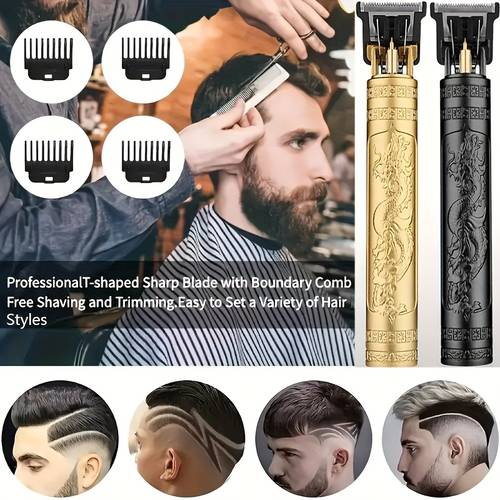 professional hair clipper and beard trimmer set design rechargeable lithium battery usb charging wireless electric hair clipper kit with 4 indicator combs suitable for mens grooming